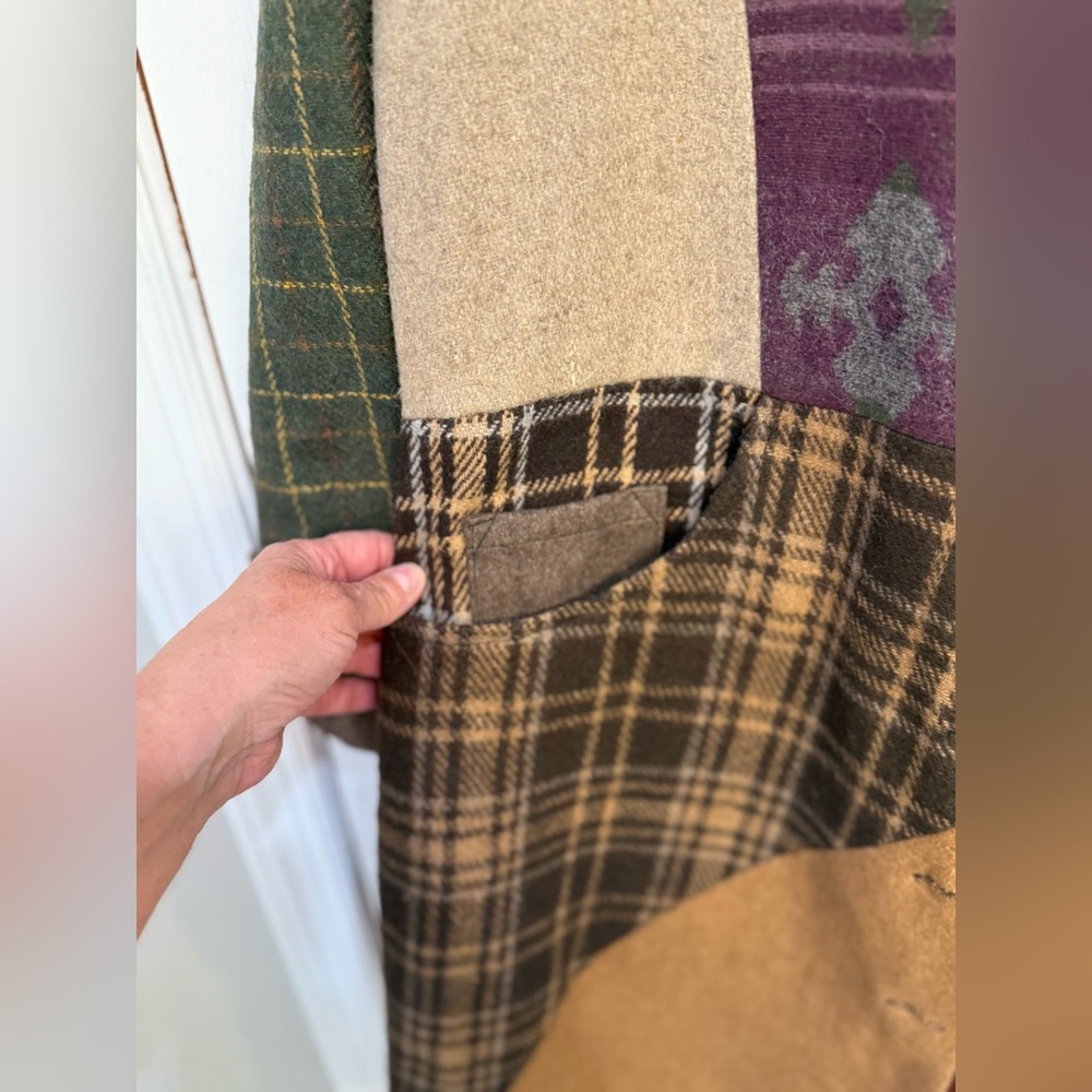 Sacred Threads Multicolor Patchwork 100 % Wool Co… - image 8